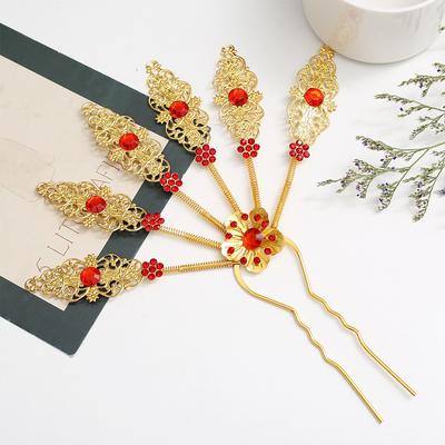 1PC Hairpin New Style Peacock Leaf Hair Needles Diamond Set Alloy Ethnic Style Leaf Hairpin Thailand Dai Style Multiple Styles