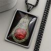 Coran Arabe Acier Inoxydable Musulman Islamique Chaîne Pendentif Collier pour Femmes Hommes Couleur Argent Colliers Médaille en Verre Bijoux