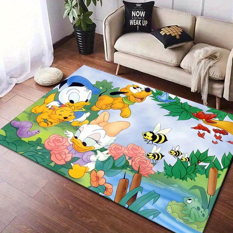 1pc Donald Duck and Daisy Pattern Area Rug Soft Flannel Floor Mat for Living Room, Bedroom, Sofa Coffee Table Floor Mat, Machine Washable