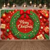 Christmas Display Red Green Theme Merry Christmas Banner Holiday Celebration Banner Christmas Ornament Xmas Backdrop For Office