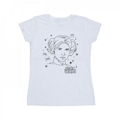 Womens/Ladies Episode IV: A New Hope Leia Christmas Sketch Cotton T-Shirt