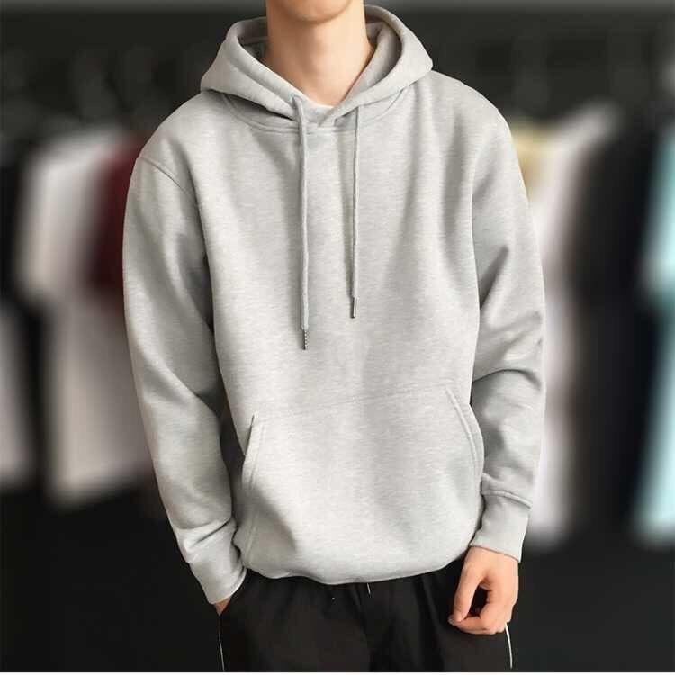 New Autumn and Winter Hooded Fleece Sweater Men's Sports Loose Solid Color Terry Autumn and Winter Class Uniform Wholesale Sweater