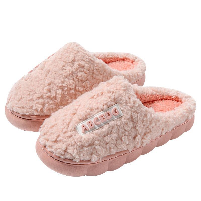 Cotton slippers women's thickened autumn and winter indoor home couple's home non-slip warm confinement wool cotton shoes men