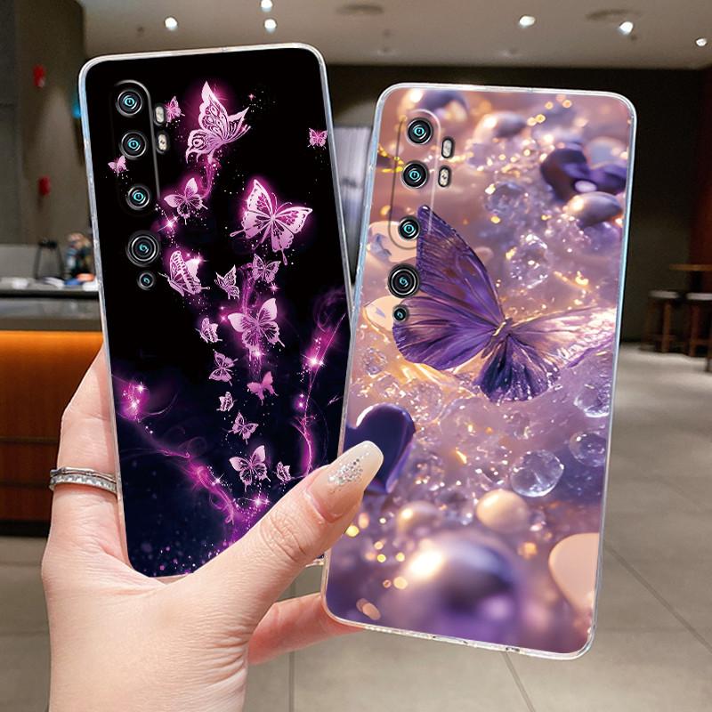 Phone Case For Xiaomi Mi cc9 Pro/Mi Note 10/Mi Note 10 Pro Butterfly Bow Protective Casing Transparent Soft Silicone TPU Cover