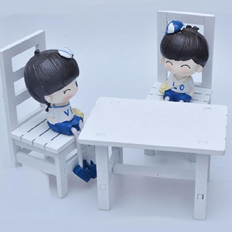 Miniature Kitchen Table And Chairs Set Wooden Dollhouses Furniture For 1/6 Scale Doll Decors