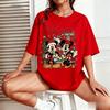 2025 Summer Vintage Disney On Main Street Women Minnie Mickey Very Merry Christmas Party 100% Pure Cotton Printed T-shirt