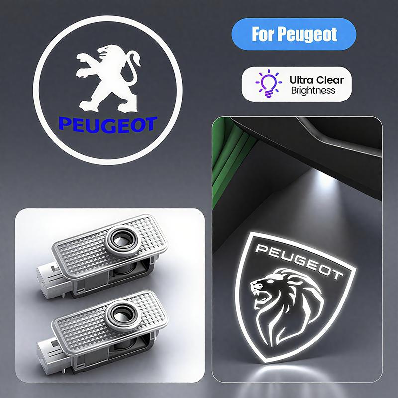 LED Car Door Logo Welcome Light Laser Projector Lamp For Peugeot 408 4008 308 3008 Rifter 5008 508 2008 208 301 RCZ 407 205 105