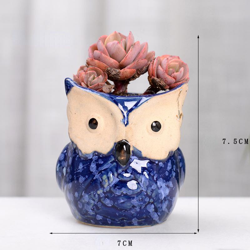 Ceramic Owl Shape Garden Flower Pot Desk Plant Pot Creative Design Succulent Planter Pot Home Garden Decoration outdoor