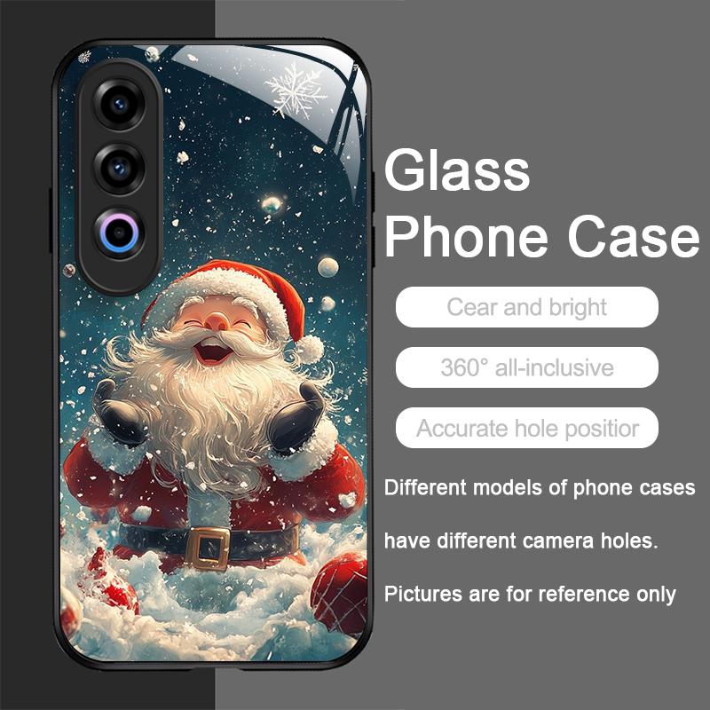 

Cute Christmas Santa Claus Pattern Tempered Glass Phone Case for Oneplus 13 R 12 11 10 9 Nord 2T CE 4 3 2 Lite ACE 2 3 Pro Cover OnePlus Nord CE 3 Lite