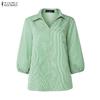 ZANZEA Camicia da donna a righe larghe con colletto a punta e maniche a 3/4