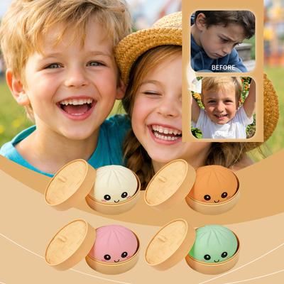 Colorful Dumpling Squishes Stress Balls Fidget Sensory Toys Simulation Food Squishies Bun With Steamer Squeeze Dough Ball Gifts