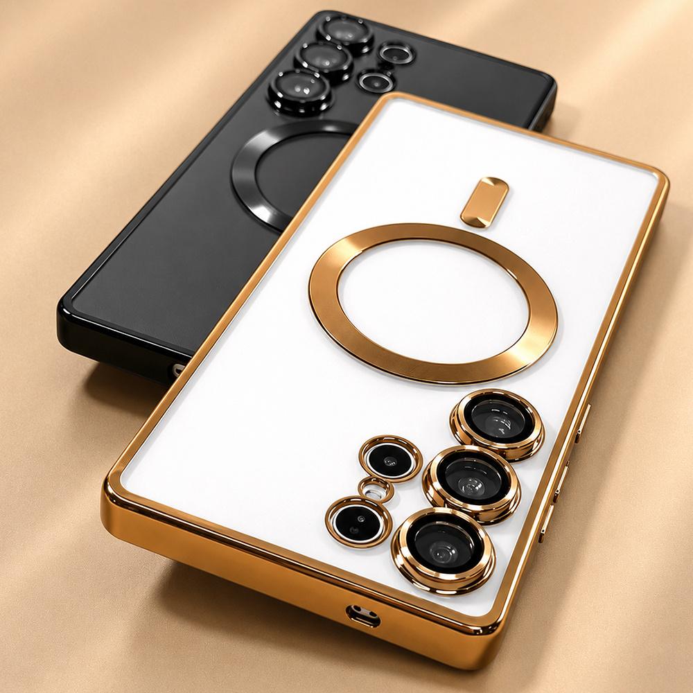 Luxury wireless charge Case for Samsung Galaxy S26 S25 S24 S23 S22 Ultra S26 FE for Magsafe Magnetic Plating Clear Soft Cover