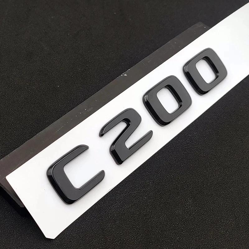 Lettres Chrome Noir ABS Insigne Lettres de Coffre de Voiture 3D Pour Mercedes Benz C 200 220 300 C200 C220 C300 C320 Autocollant Logo Accessoires XC7