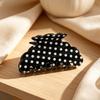 Women Hair Clip Black White Dot Print Acrylic Back Head Hair Claw Anti-slip Teeth Lightweight Colorfast Strong Grip Large Shark Clip