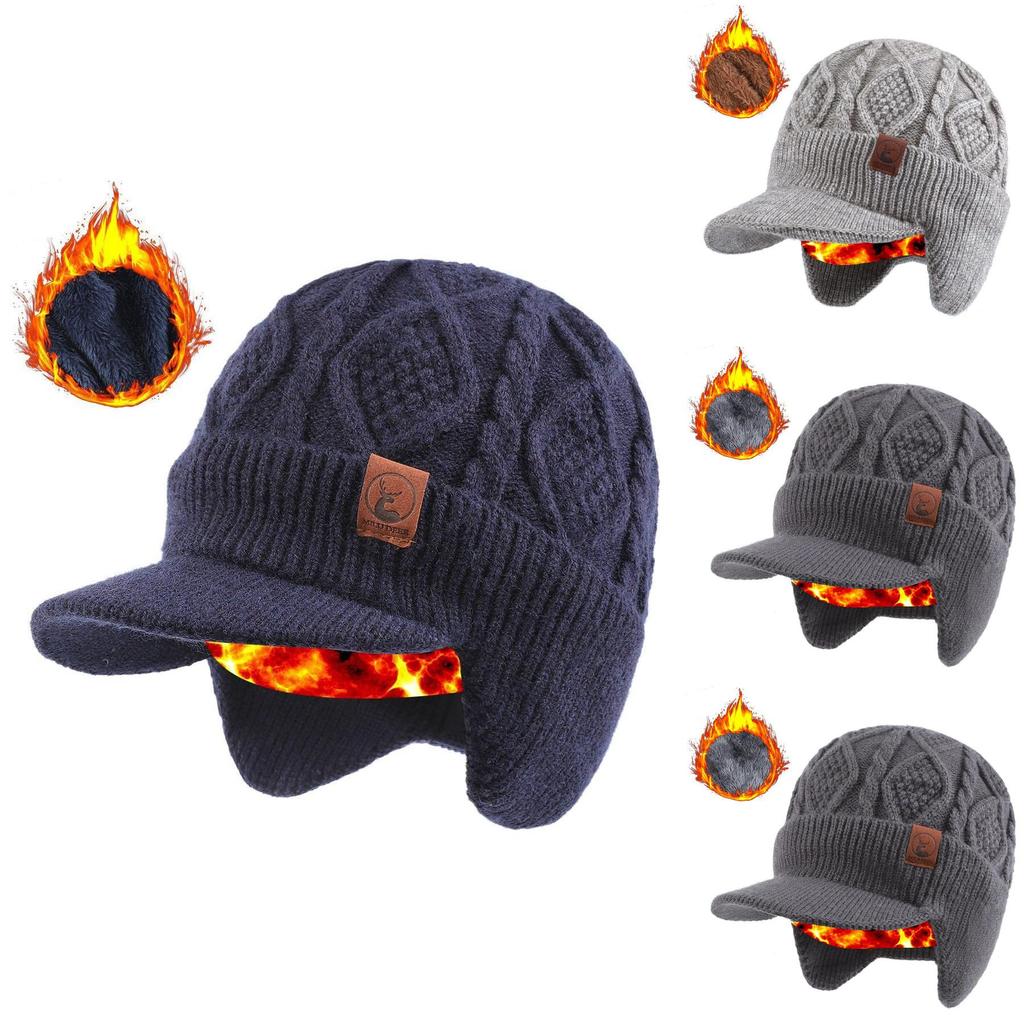 Winter Wool Cap With Textured Design For Men Women Thickened Warmth And Breathability