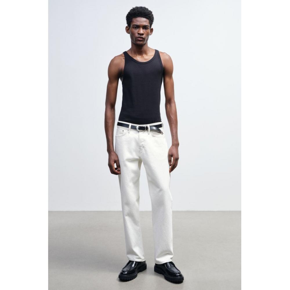 H M Ribbed Sleeveless Top sliM Fit Black