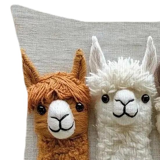 Pillow Cover 2D Alpaca Pattern Easy To Wash Soft Breathable Fabric Cushion Cover Living Room Bedroom Home Decor