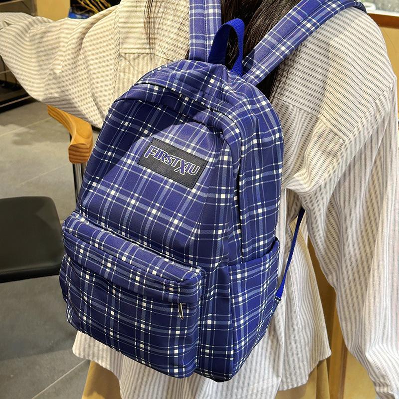 Winter New Plaid Junior High School Student Schoolbag Women's Fashion, Large-capacity High School Student Backpack Fashion