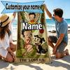 Custom Name Personalized Betty Boop Print Beach Towel, for Trip Camping Beach Party Home Decor, Birthday Gift for Family & Friends