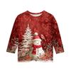 Christmas Day Print Tops For Youth Girls 4-11 Years Round Neck 3/4 Sleeves T-Shirts Trendy Tops Outfit Tees