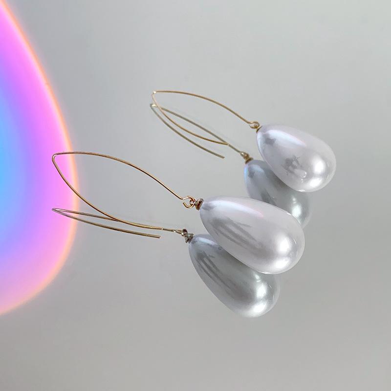 Boucles d'oreilles pendantes Perle Goutte d'eau pour Femmes Mode Française Style Simple Charme Nouvelles Zircon Couleur Unie Cadeau