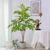 76-140cm Large Artificial Ficus Tree Branch Fake Lacquer Tree Plastic Banyan Plants Green Tall Palm Leaves For Home Garden Decor