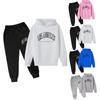 Children Kids Casual Letter Printed Long Sleeve Hoodie Pullover Sweatshirt Tracksuit Jogger Sweatpants Unisex 2 PC Sweatsuit Set