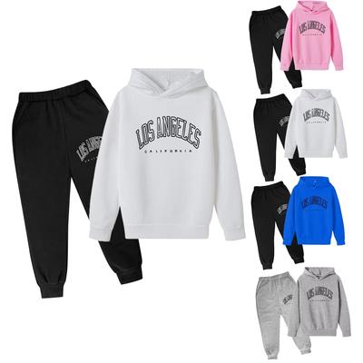 Kinder Jungen Mädchen Lässiger Buchstabendruck Langarm Hoodie Pullover Sweatshirt Trainingsanzug Jogginghose Unisex 2-teiliges Schweißanzug Set
