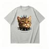 Summer 15 Colors Funny Punk Cat Print Women's T-Shirts Fashion Street Short-Sleeve Outdoor Casual Tops for Men's and Women's Tees Top