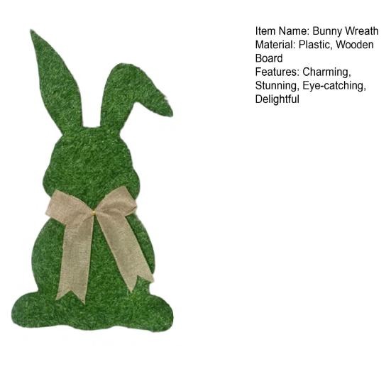 Easter Bunny Door Sign Wooden Welcome Bunny Sign with Bow Farmhouse Hanging Rabbit Wreath for Front Door Porch Wall Home Indoor Outdoor Decor