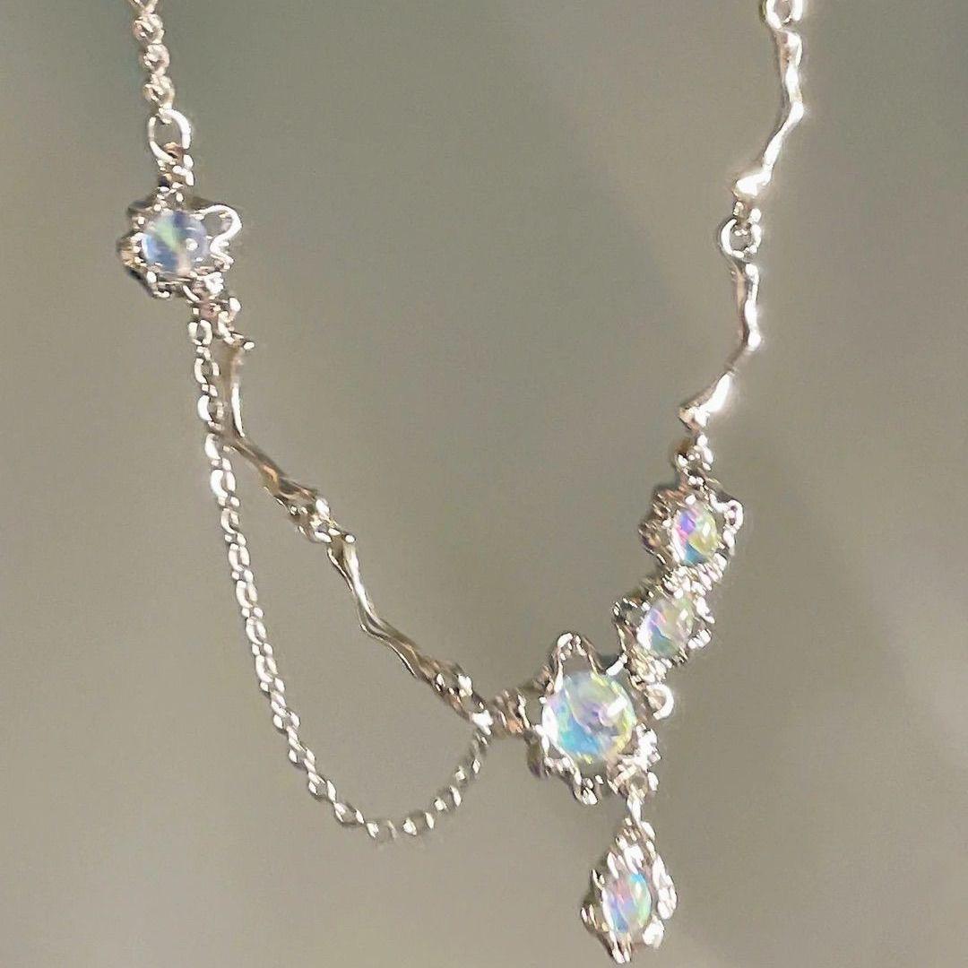 

Комплект из ожерелья и серег в форме сердца с розовыми бриллиантами и цирконами - милая, стильная, горячая девчонка, легкая, роскошная цепочка на ключицу