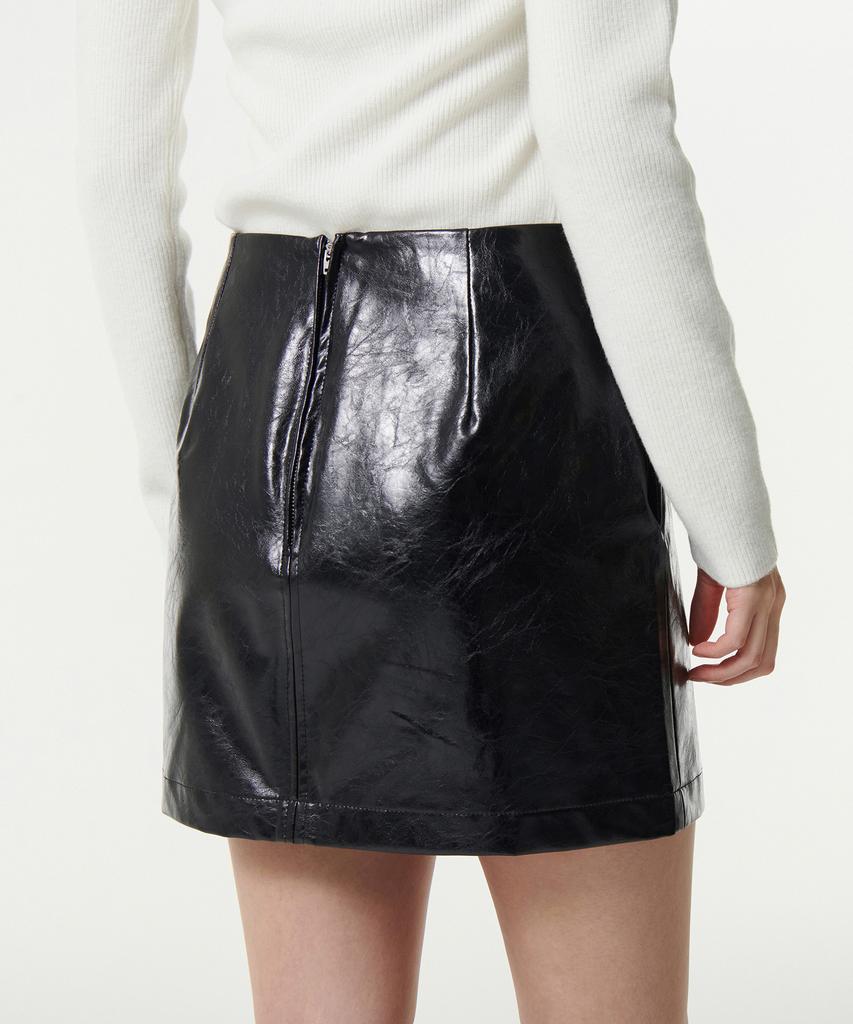 Musinsa Standard Woman Women'S Patent Synthetic Leather Mini Skirt [Black]