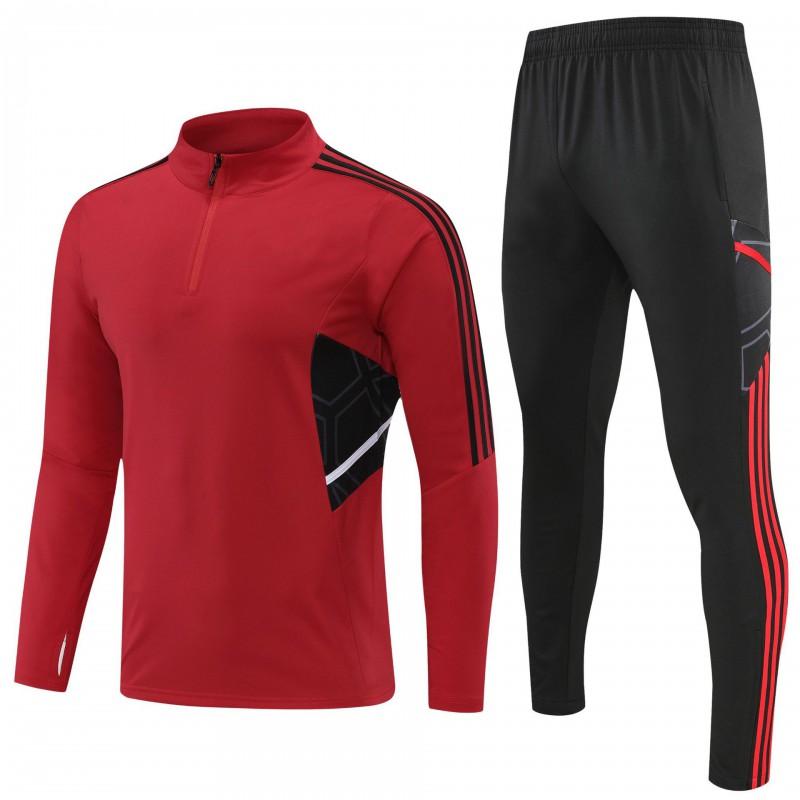 Mens Half-Zip Long Sleeve Soccer Training Jacket Set Winter Sportswear Basketball Football Practice