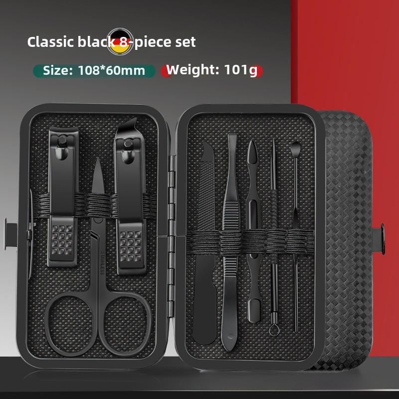 24-Piece Stainless Steel Nail Care Set - Black & Red