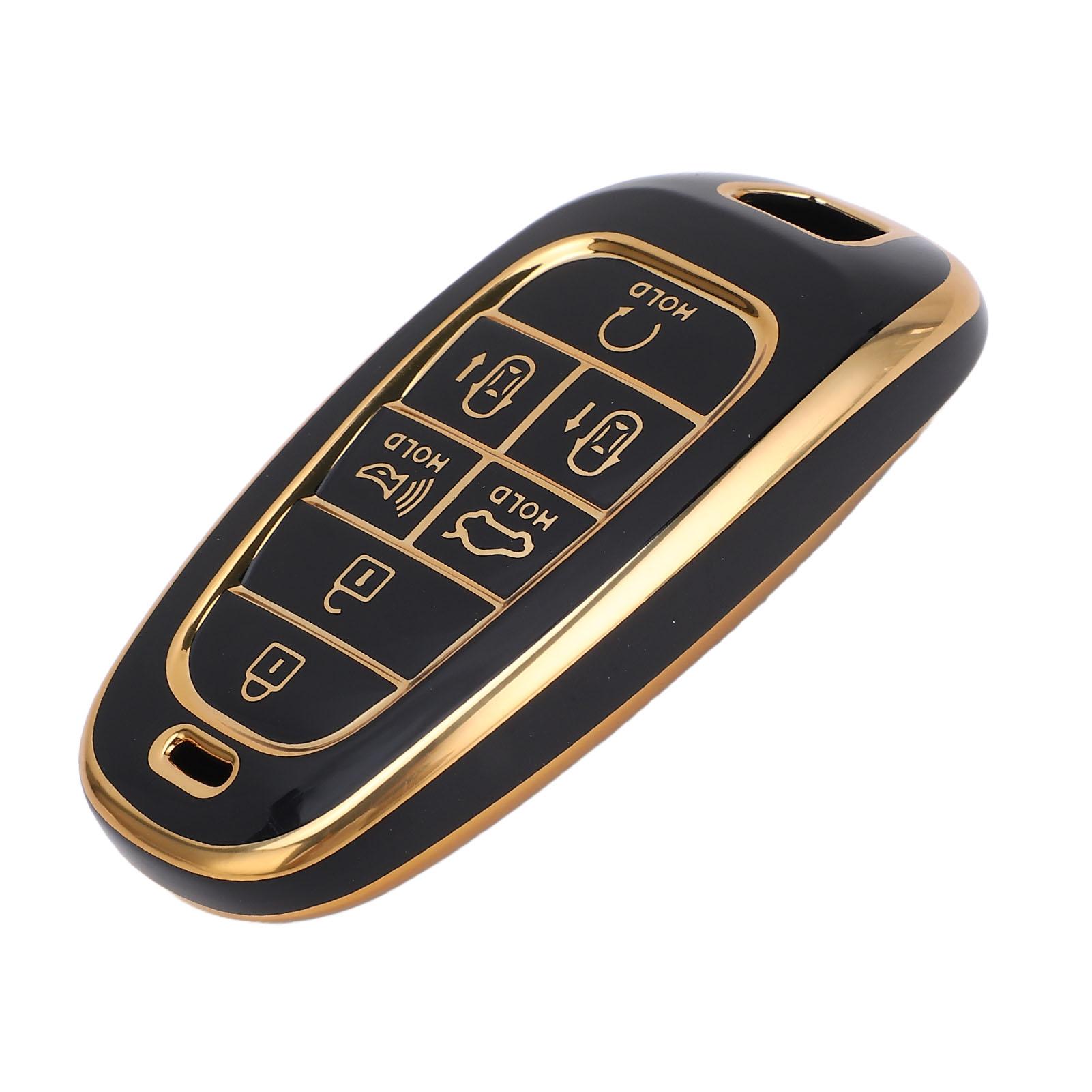 

7 Buttons Car Key Fob Cover PU Full Coverage Protective Portable Car Key Cover Protector for Sonata 2022 to 2024