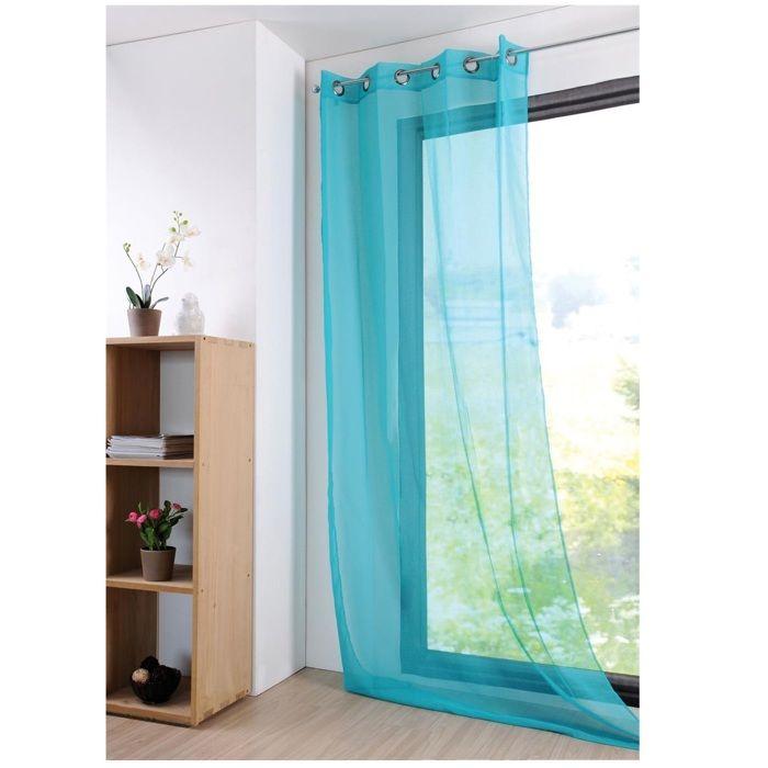 Voilage - Mona - 135 x 260 cm - Bleu celadon - 100% polyester - Œillets métalliques