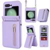 Zipper Wallet Vertical Cards Solt Crossbody Case for Samsung Galaxy Z Flip 7 SE 6 5 4 Shoulder Strap Lanyard Holder Purse Cover
