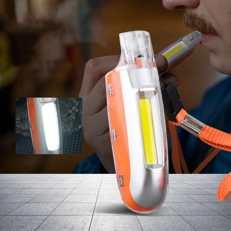 Outdoor Camping Survival Whistle Rescue Whistle With Led Light Charging Mini Flashlight 3-speed Adjustment Emergency Torch