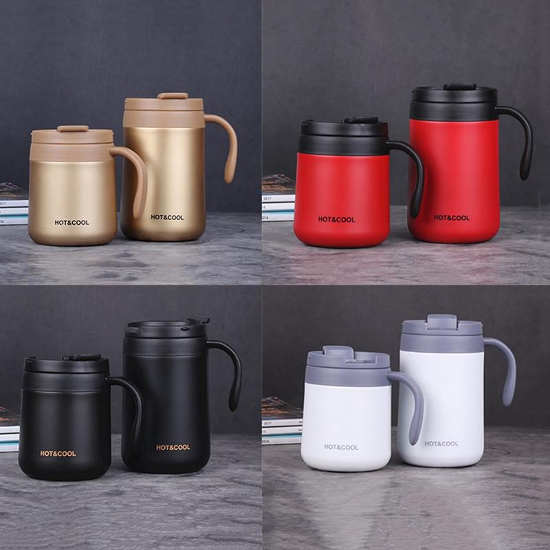 350ml/500ml Stainless Steel Coffee Thermos Mug Cold and Hot Thermal Water Bottle with Handgrip Office Vacuum Flask Tea Cup