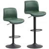 Bar Stools Set of 2, PU Leather Barstools with Backrest and Footrest for Kitchen, Counter, Breakfast Bar, Green
