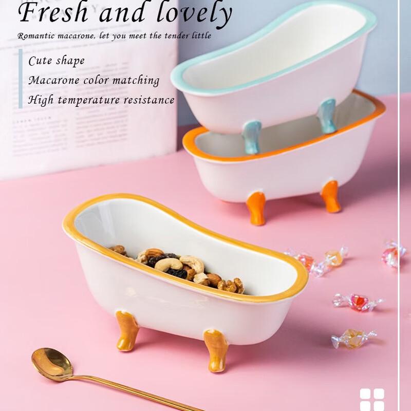Abay Ceramic Bathtub-shaped Dessert Bowl