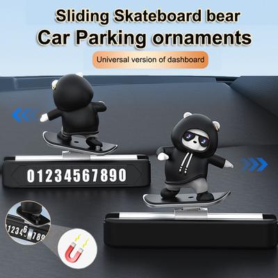Schiebe Skateboard Bär Auto Temporäres Parken Handy Nummernschild Parkhilfe Autozubehör Für Tesla Universal