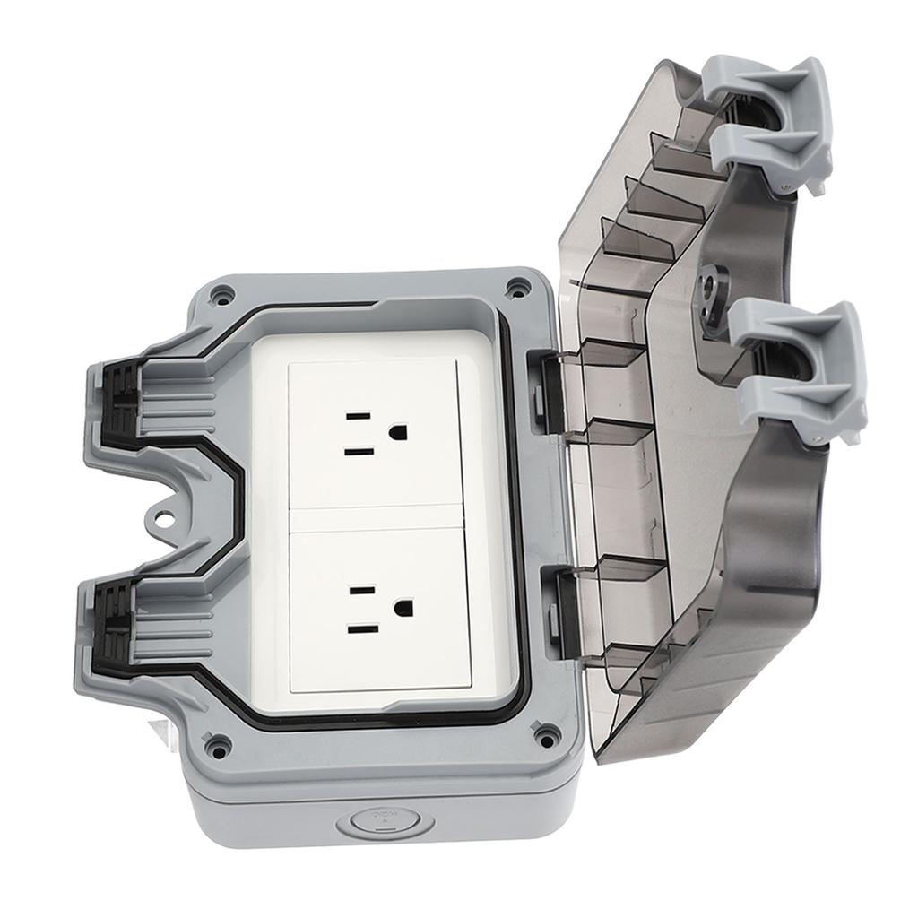 Outdoor IP66 Waterproof Wall Power Socket 2 Sockets Rainproof Charging Outlet   15A