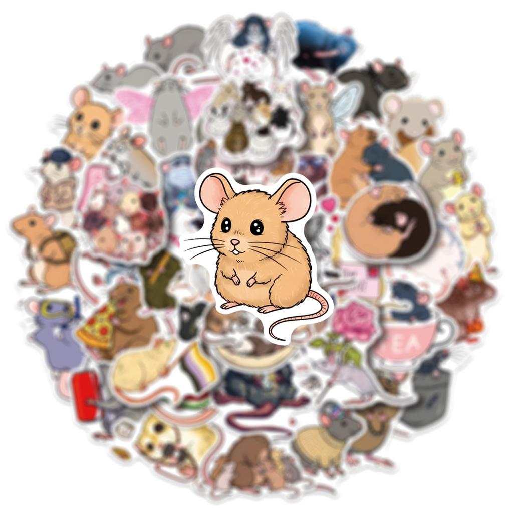 50/100 Pcs Cartoon Funny Rat Stickers School DIY Game for Suitcase Notebook Skate Cup Removable Waterproof Decals