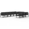 Vidaxl 10-Cz. Garden Furniture Set, Cushions, Aluminium, Anthracite