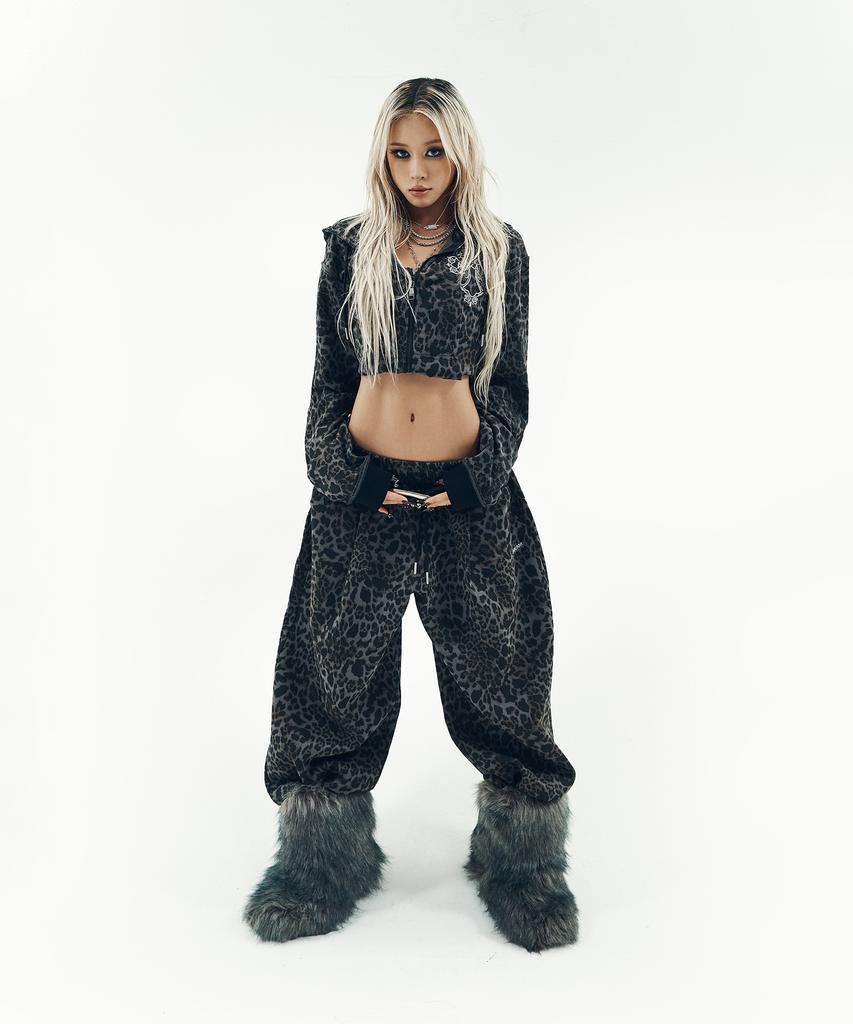 Aakam Akm Cros2 Leopard Zip-Up Hoodie (Charcoal)