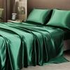 Satin Flat Bed Sheet Smooth  Luxury Satin Silk Bedding Set with Duvet Cover Bed Sheet 1 Duvet Cover+1 Bed Sheet+2 Pillowcases