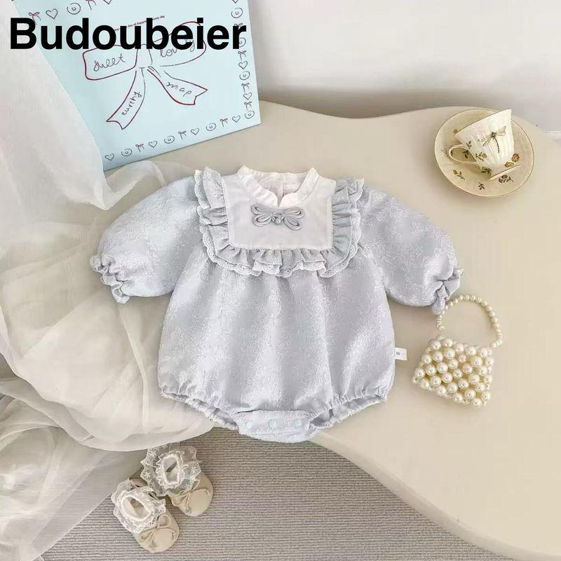 

British Baby Clothes for Girls, Autumn Outfit, One-Piece Romper, Super Cute Princess Style, Full Moon, 100 Days, One-Year-Old Set, Formal Dress Blue 59