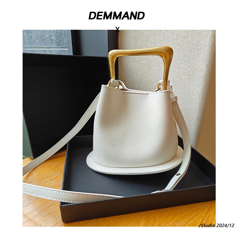 2024 Retro Echte Leder Bucket Bag mit Holzgriff - Einzigartiges, Vielseitiges Design