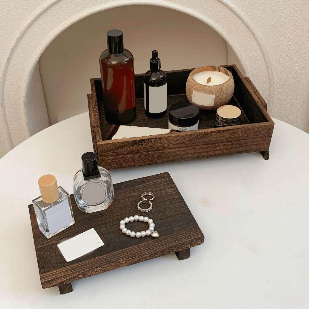 Holz-Aromatherapie-Parfümtablett Rechteckiger Schlüsselhalter Retro Schmuckaufbewahrungstablett Schminkaufbewahrung